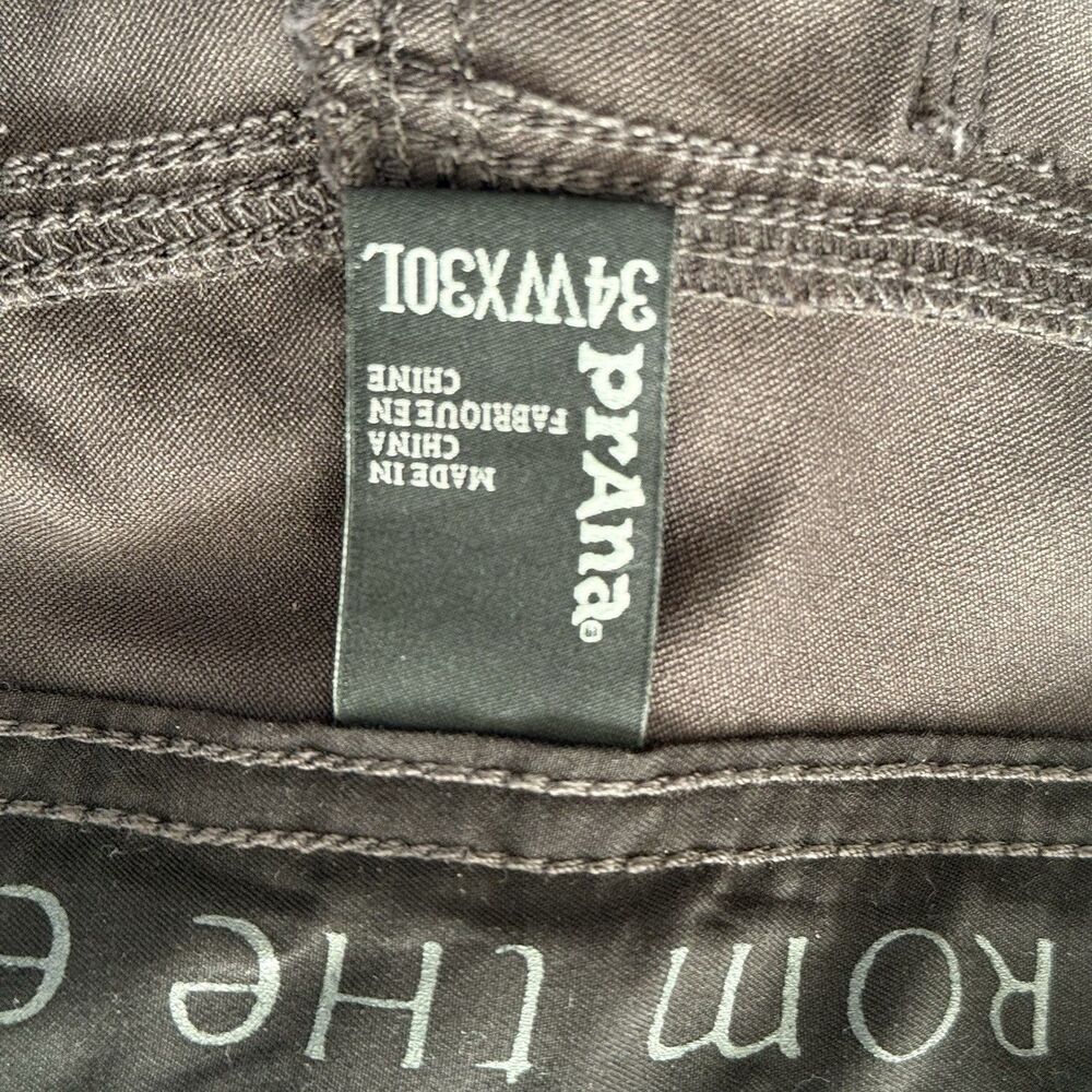 prAna Stretch Zion Pants Mens 34x26 Gray Belted Hiking Lightweight - Picture 6 of 8